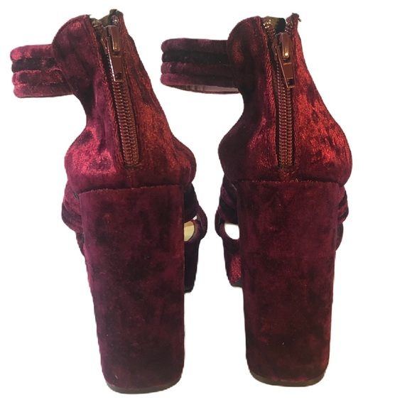 Charlotte Russe 🅝🅦🅞🅣 Burgundy Velvet Platforms Size 9 US - Picture 5 of 11